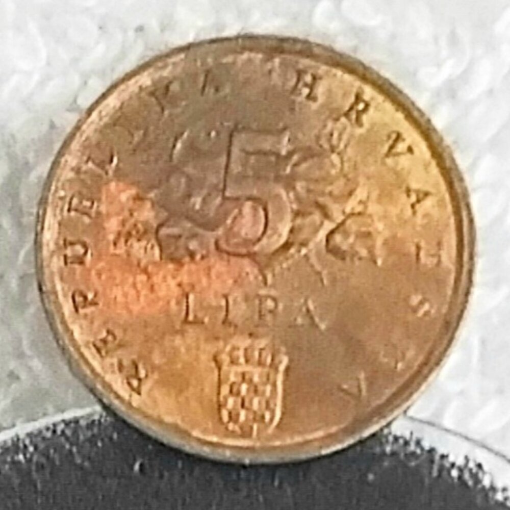 Circulated 2000 Croatia 5 Lipa Quercus Robur Coin made of Brass Plated Steel!!